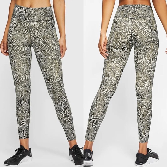 Nike Pants - Nike Womens Mid Rise Dri-Fit 7/8 Leopard Print Athletic Leggings Sz L